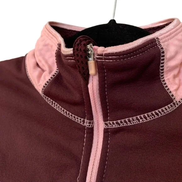 Nike Womens Thermafit Jacket Long Sleeve Half Quarter Zip Pink Maroon Textured - Picture 5 of 12